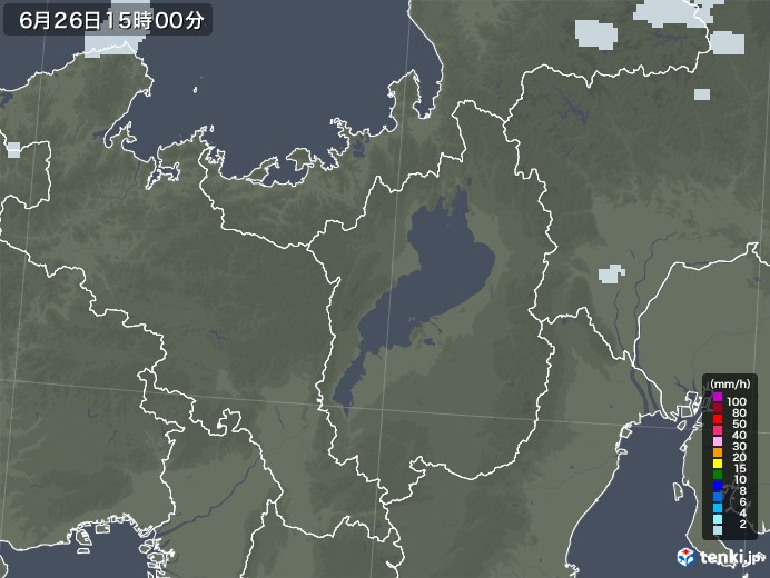 滋賀県の雨雲レーダー(2022年06月26日)