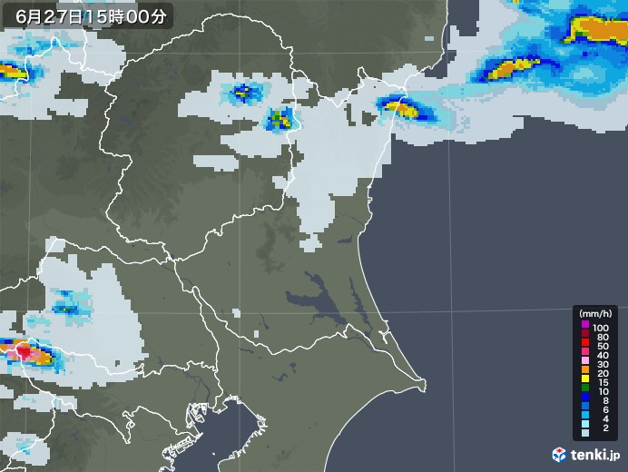 茨城県の雨雲レーダー(2022年06月27日)