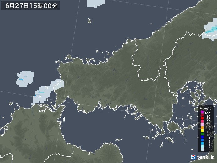 山口県の雨雲レーダー(2022年06月27日)