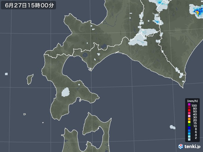 道南の雨雲レーダー(2022年06月27日)