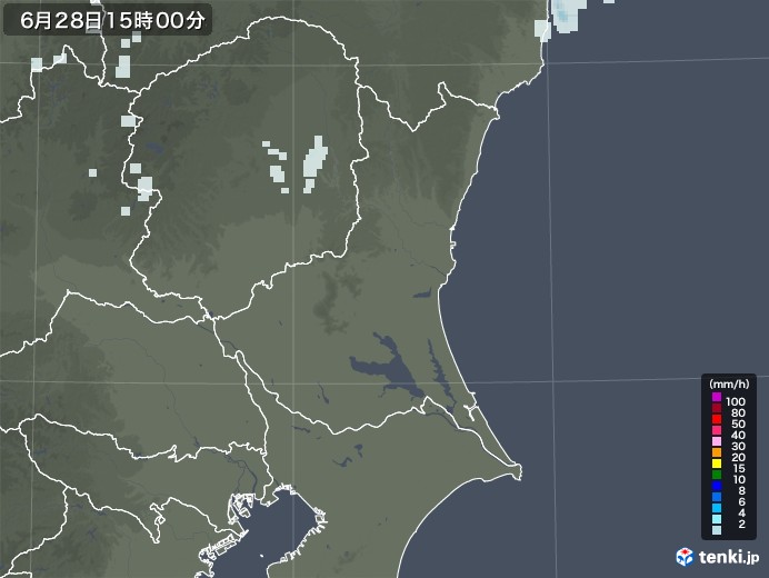 茨城県の雨雲レーダー(2022年06月28日)