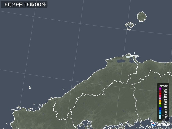島根県の雨雲レーダー(2022年06月29日)