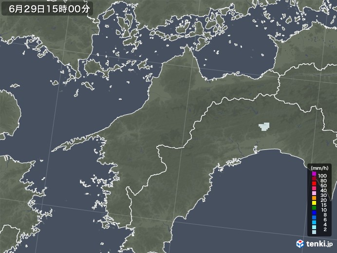 愛媛県の雨雲レーダー(2022年06月29日)