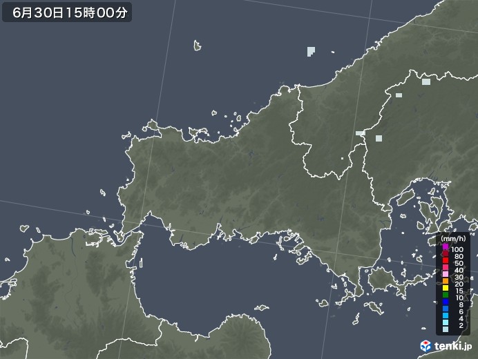 山口県の雨雲レーダー(2022年06月30日)