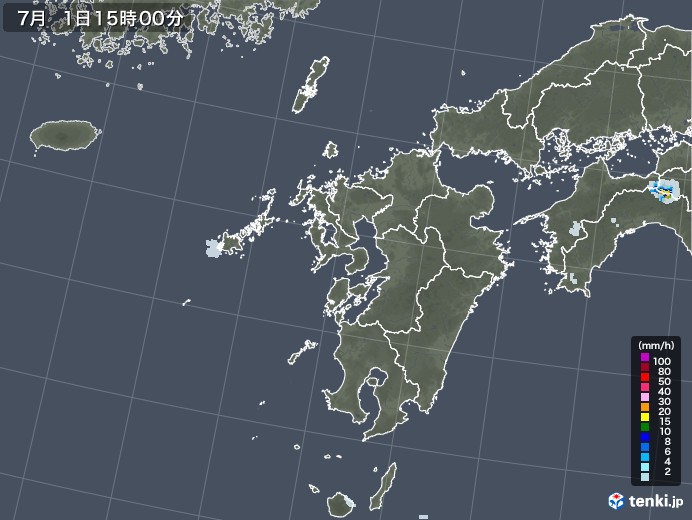 九州地方の雨雲レーダー(2022年07月01日)