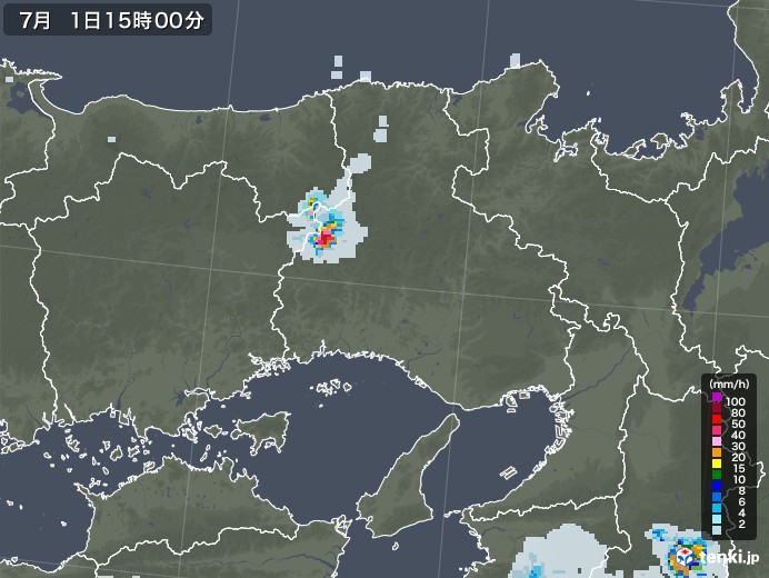 兵庫県の雨雲レーダー(2022年07月01日)
