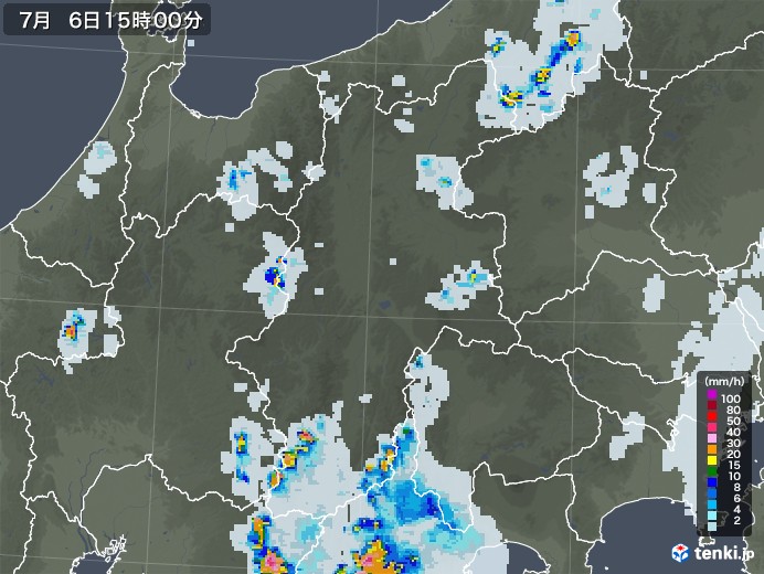長野県の雨雲レーダー(2022年07月06日)