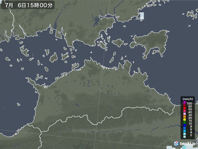 香川県の雨雲レーダー(2022年07月06日)