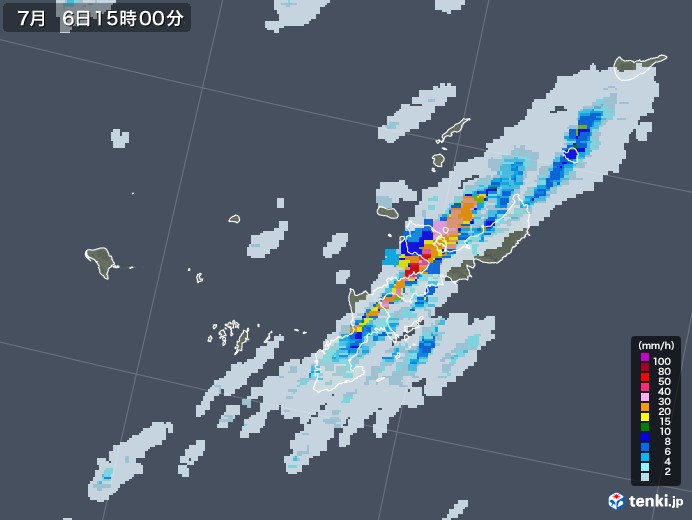 沖縄県の雨雲レーダー(2022年07月06日)