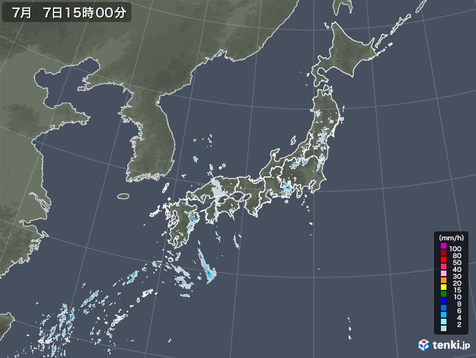 雨雲レーダー(2022年07月07日)