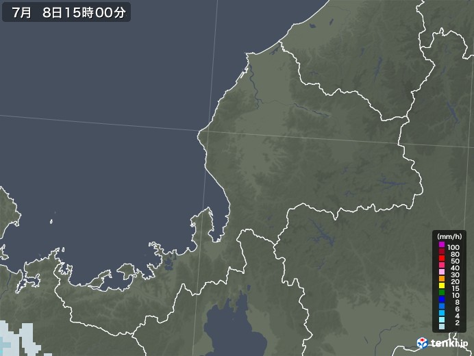 福井県の雨雲レーダー(2022年07月08日)
