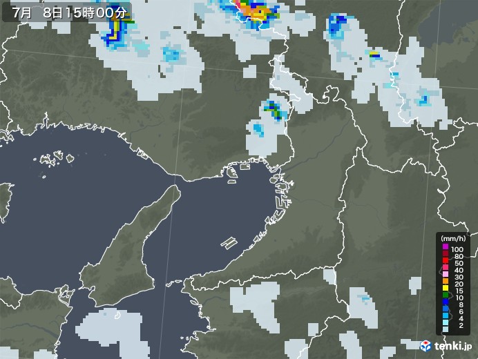 大阪府の雨雲レーダー(2022年07月08日)