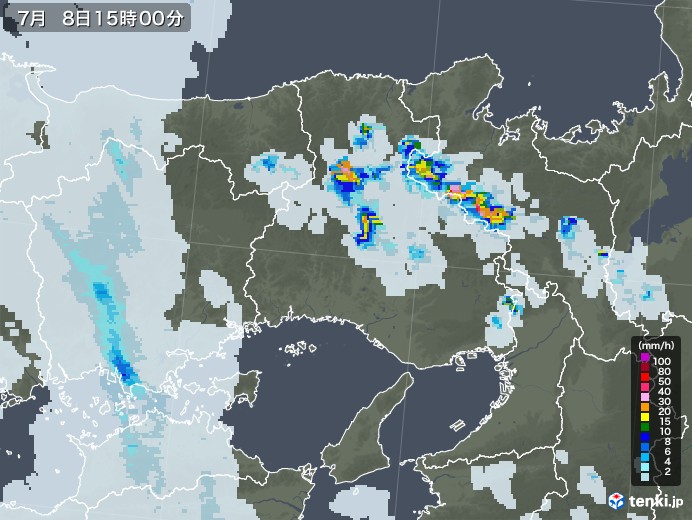 兵庫県の雨雲レーダー(2022年07月08日)