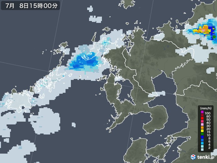 長崎県の雨雲レーダー(2022年07月08日)