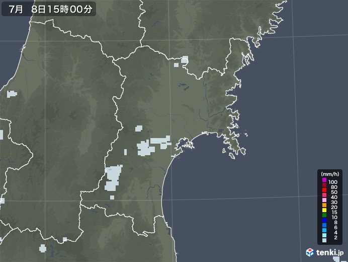 宮城県の雨雲レーダー(2022年07月08日)