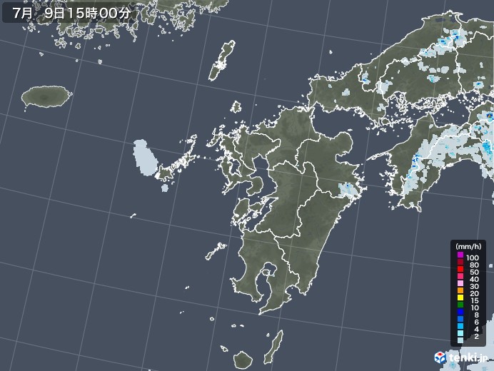 九州地方の雨雲レーダー(2022年07月09日)