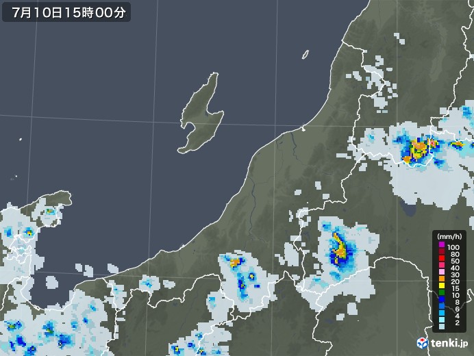 新潟県の雨雲レーダー(2022年07月10日)