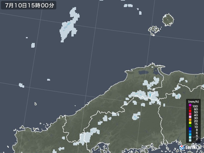 島根県の雨雲レーダー(2022年07月10日)