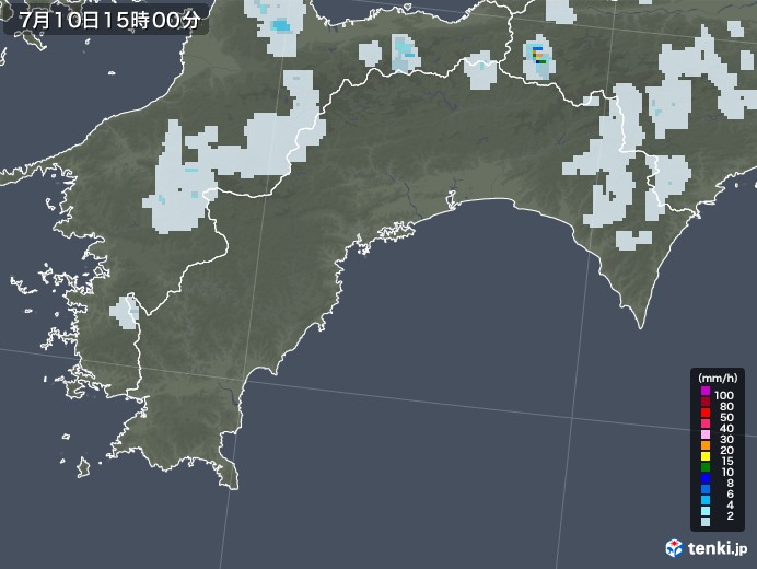 高知県の雨雲レーダー(2022年07月10日)