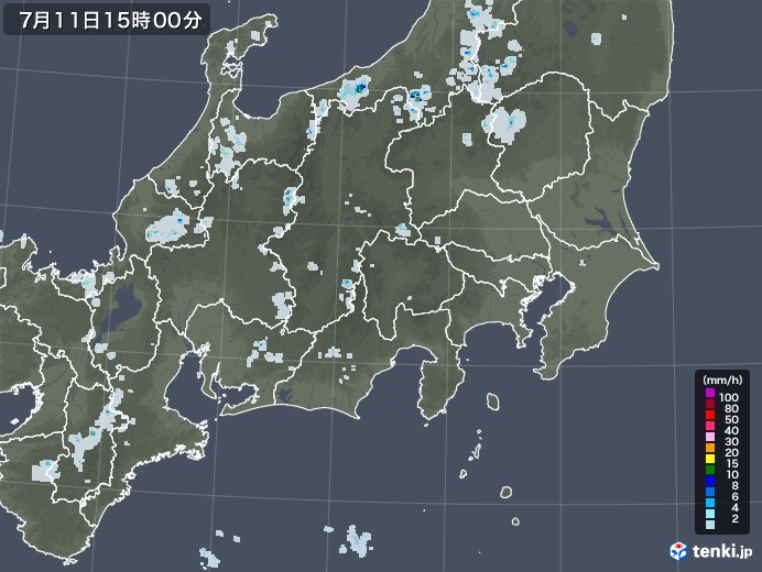 関東・甲信地方の雨雲レーダー(2022年07月11日)