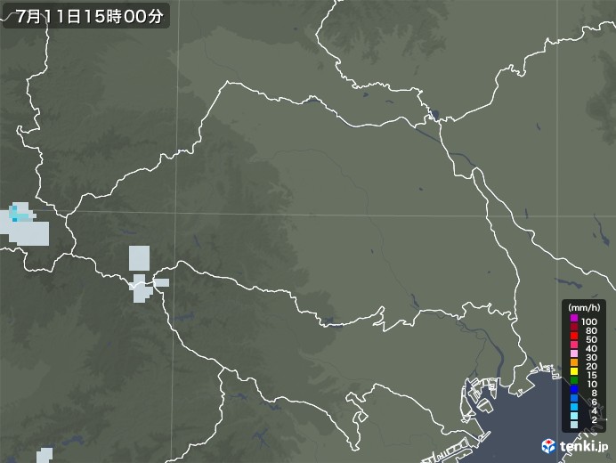 埼玉県の雨雲レーダー(2022年07月11日)