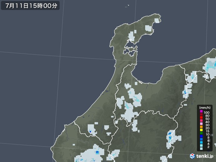 石川県の雨雲レーダー(2022年07月11日)