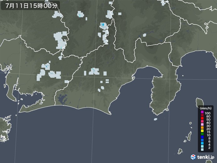 静岡県の雨雲レーダー(2022年07月11日)