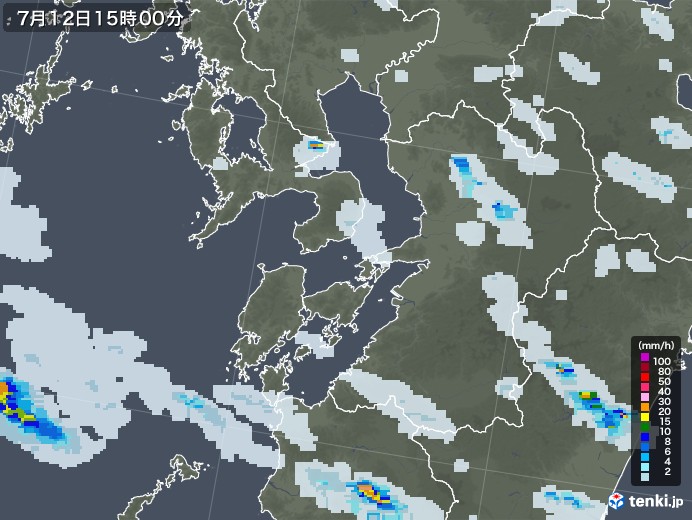 熊本県の雨雲レーダー(2022年07月12日)