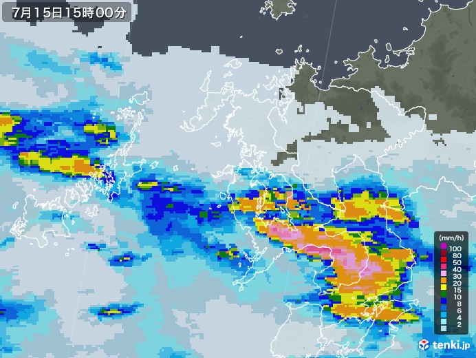 長崎県の雨雲レーダー(2022年07月15日)
