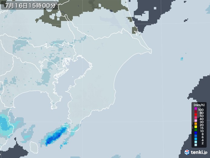 千葉県の雨雲レーダー(2022年07月16日)