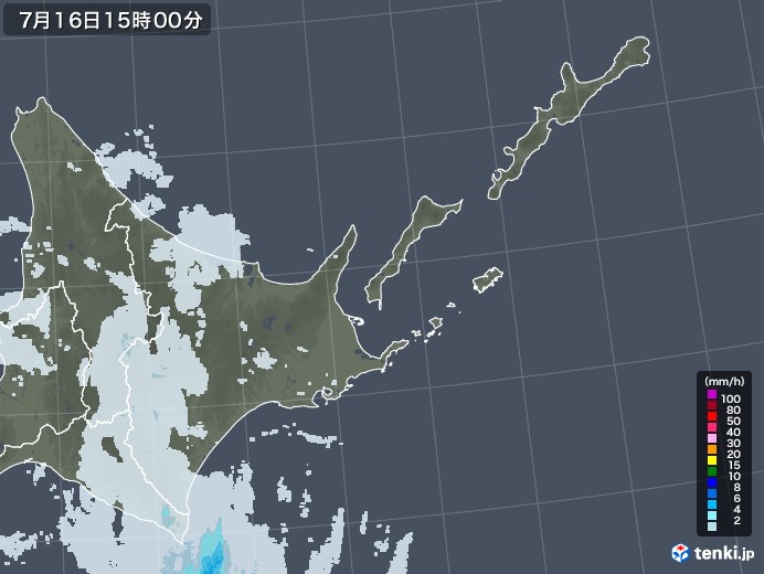 道東の雨雲レーダー(2022年07月16日)