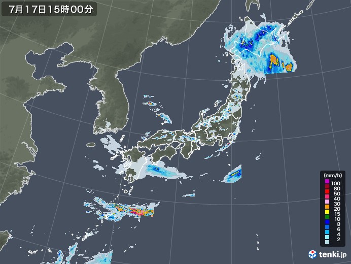 雨雲レーダー(2022年07月17日)