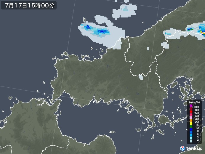 山口県の雨雲レーダー(2022年07月17日)
