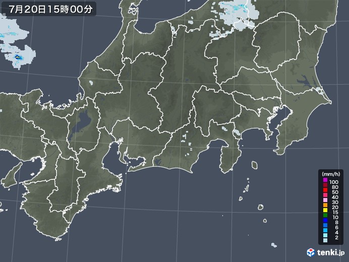 東海地方の雨雲レーダー(2022年07月20日)