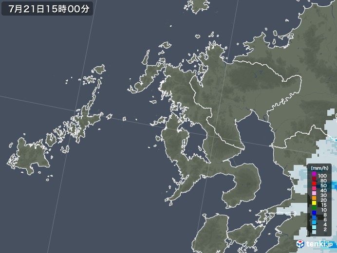 長崎県の雨雲レーダー(2022年07月21日)