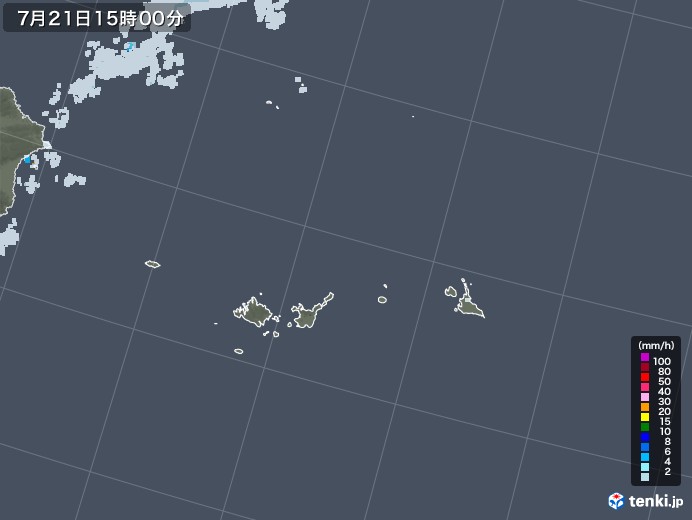 宮古・石垣・与那国(沖縄県)の雨雲レーダー(2022年07月21日)