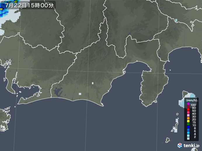 静岡県の雨雲レーダー(2022年07月22日)