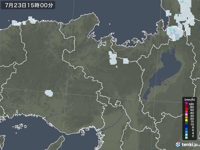 京都府の雨雲レーダー(2022年07月23日)
