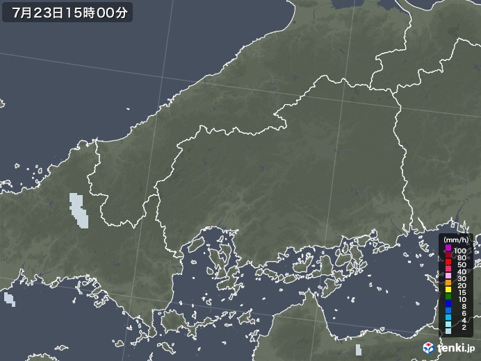 広島県の雨雲レーダー(2022年07月23日)