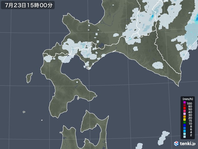 道南の雨雲レーダー(2022年07月23日)