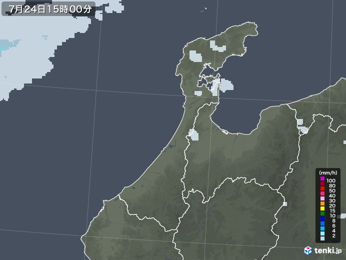石川県の雨雲レーダー(2022年07月24日)