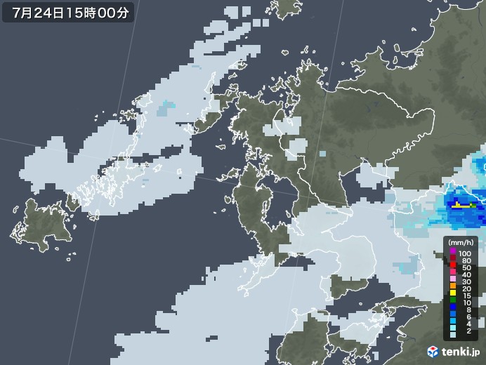 長崎県の雨雲レーダー(2022年07月24日)
