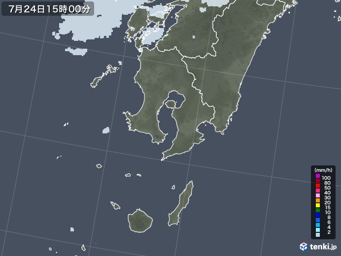 鹿児島県の雨雲レーダー(2022年07月24日)