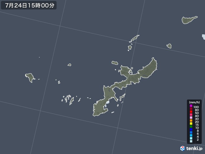 沖縄県の雨雲レーダー(2022年07月24日)