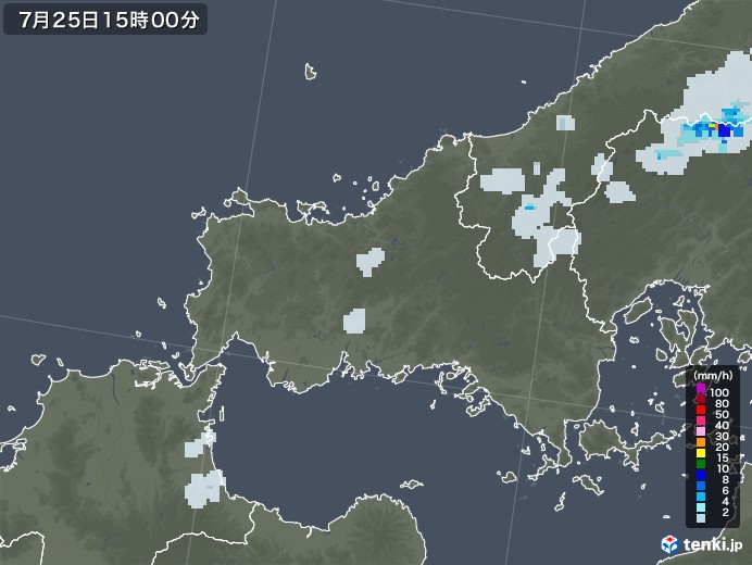 山口県の雨雲レーダー(2022年07月25日)