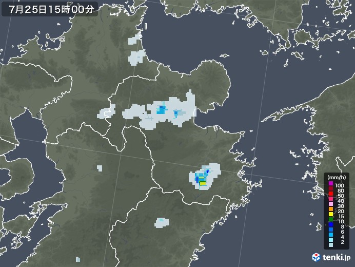 大分県の雨雲レーダー(2022年07月25日)