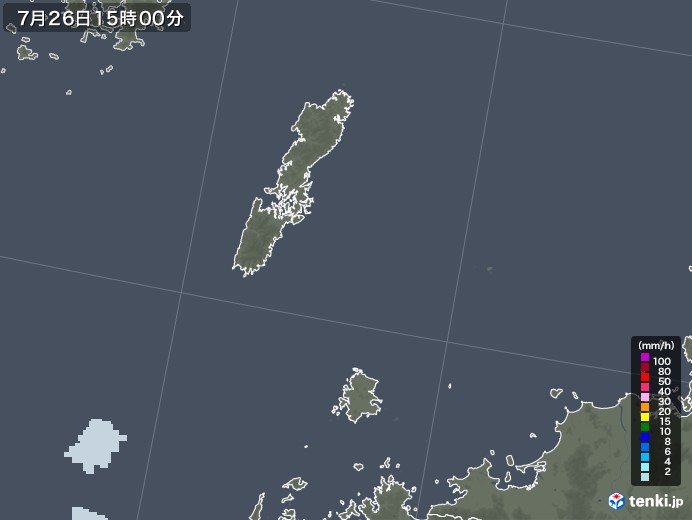 壱岐・対馬(長崎県)の雨雲レーダー(2022年07月26日)