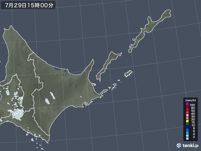 道東の雨雲レーダー(2022年07月29日)
