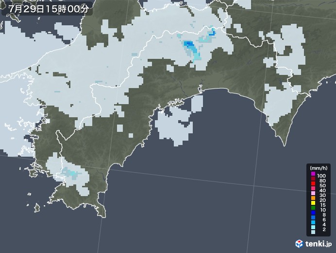 高知県の雨雲レーダー(2022年07月29日)