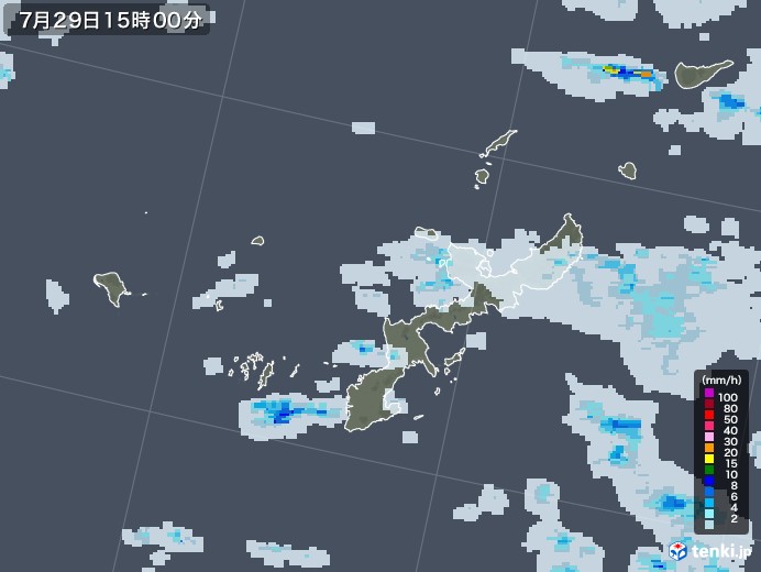 沖縄県の雨雲レーダー(2022年07月29日)